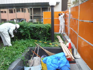 愛知県名古屋市中区 オフィスビル 花壇から駐車場へ外構工事【オンソー有限会社】